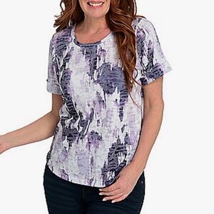 Women’s Christopher & Banks Burnout‎ Purple Jewel Neck Tee